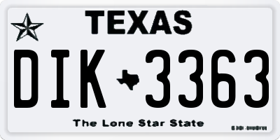 TX license plate DIK3363