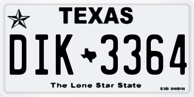 TX license plate DIK3364