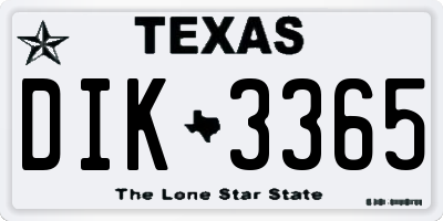 TX license plate DIK3365