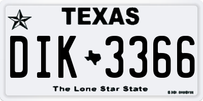 TX license plate DIK3366