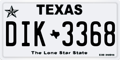 TX license plate DIK3368