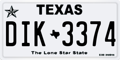 TX license plate DIK3374