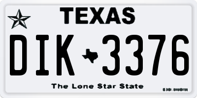TX license plate DIK3376