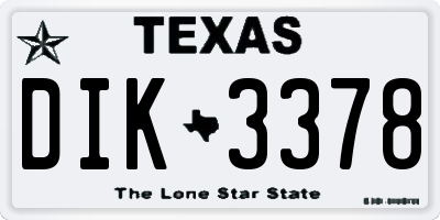 TX license plate DIK3378