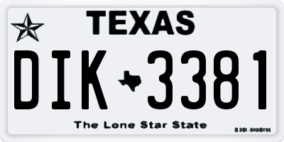 TX license plate DIK3381