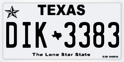 TX license plate DIK3383