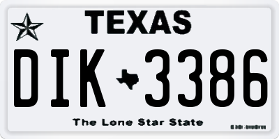 TX license plate DIK3386