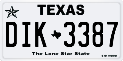 TX license plate DIK3387