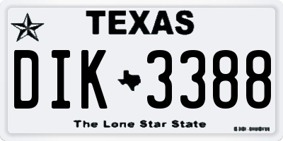TX license plate DIK3388