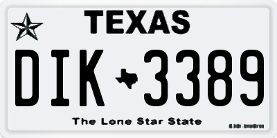 TX license plate DIK3389