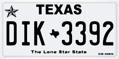 TX license plate DIK3392