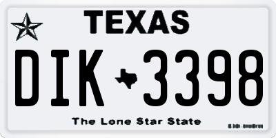 TX license plate DIK3398
