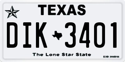 TX license plate DIK3401