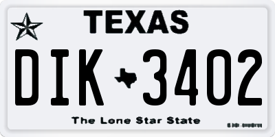 TX license plate DIK3402