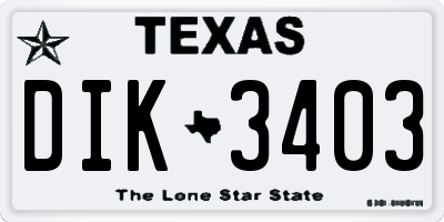 TX license plate DIK3403