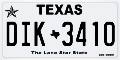 TX license plate DIK3410