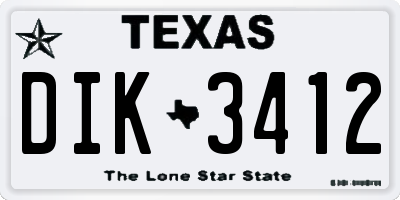 TX license plate DIK3412