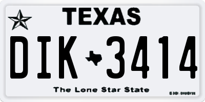 TX license plate DIK3414