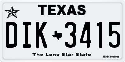 TX license plate DIK3415