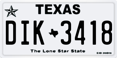 TX license plate DIK3418