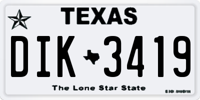 TX license plate DIK3419