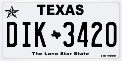 TX license plate DIK3420