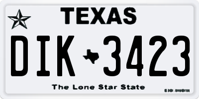 TX license plate DIK3423