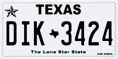 TX license plate DIK3424