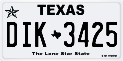 TX license plate DIK3425