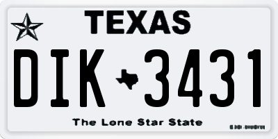 TX license plate DIK3431