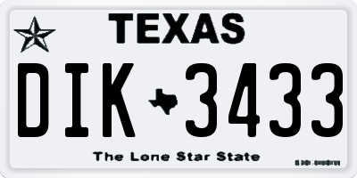 TX license plate DIK3433