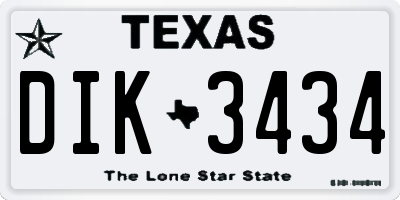 TX license plate DIK3434