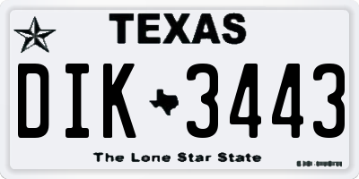 TX license plate DIK3443