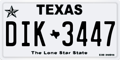 TX license plate DIK3447