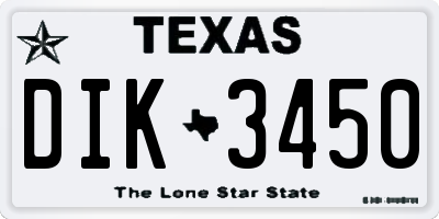 TX license plate DIK3450