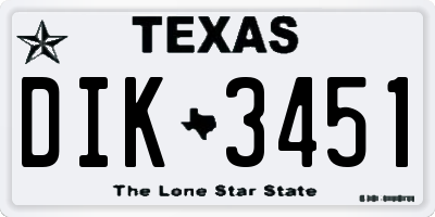 TX license plate DIK3451
