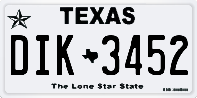 TX license plate DIK3452