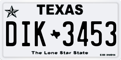 TX license plate DIK3453