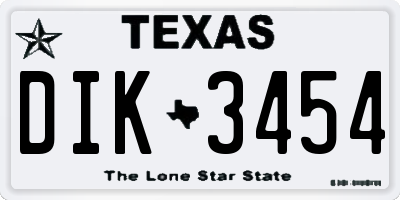 TX license plate DIK3454