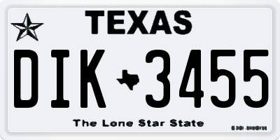 TX license plate DIK3455