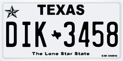 TX license plate DIK3458