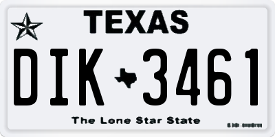 TX license plate DIK3461