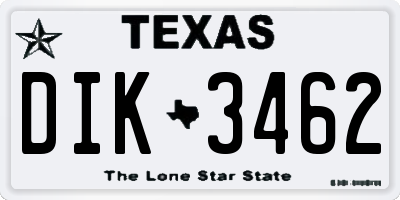 TX license plate DIK3462