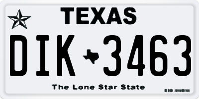 TX license plate DIK3463
