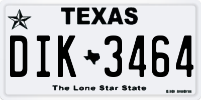 TX license plate DIK3464