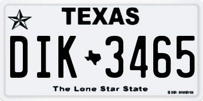 TX license plate DIK3465