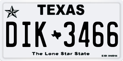TX license plate DIK3466