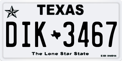 TX license plate DIK3467