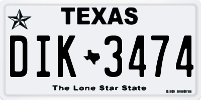 TX license plate DIK3474
