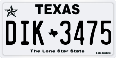 TX license plate DIK3475